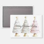 Chic White Mint Pink Weihnachtsbaumen Magnet (Vorderseite/Rückseite)