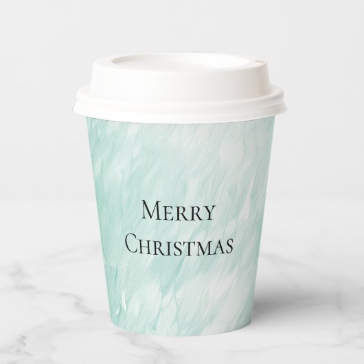 Chic White Mint Weihnachten Pappbecher (Vorderseite)