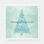 Chic White Mint Weihnachtsbaum Serviette (Vorderseite)