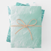 Chic White Mint Weihnachtsbaumen Glitzer Geschenkpapier Set (Beispiel)