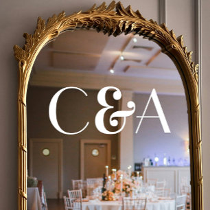 Chic White Monogram Ampersand Art Deco Wedding Fensteraufkleber