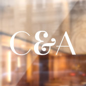 Chic White Monogram Ampersand Art Deco Wedding Fensteraufkleber (Blatt 2)