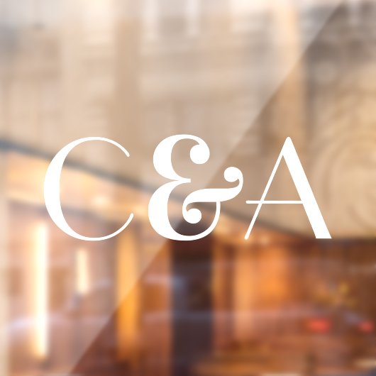 Chic White Monogram Ampersand Art Deco Wedding Fensteraufkleber (Blatt 2)