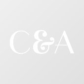Chic White Monogram Ampersand Art Deco Wedding Fensteraufkleber (Blatt)