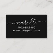 Chic White Monogram auf Black Calling Card Telefonnummerkarte (Rückseite)