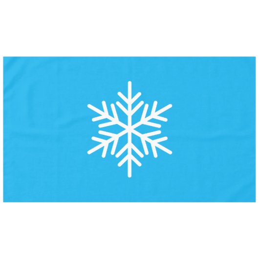 Chic White Nordic Snowflake auf Hübschem Azure Blu Tischdecke (Vorderseite (Horizontal))