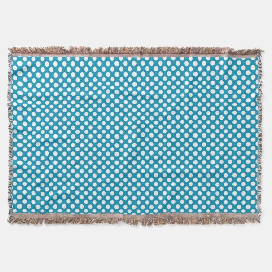 Chic White on Blue Jumbo Polka Dots Throw Blanket Decke (Vorderseite)