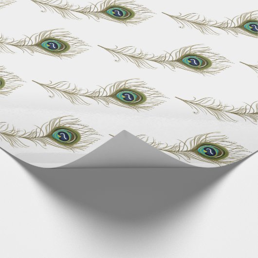 Chic White Peacock Feather Geschenkpapier (Ecke)