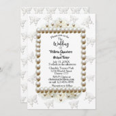 Chic White Pearl Butterfly Wedding Einladung (Vorne/Hinten)