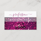 Chic White Pink Lila Sparkling Glitzer mit Logo Visitenkarte (Vorderseite)