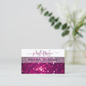 Chic White Pink Lila Sparkling Glitzer Monogram Visitenkarte (Stehend Vorderseite)