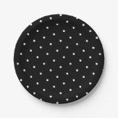 Chic White Polka Dot Black Pappteller (Vorderseite)