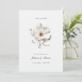Chic White Pressed Blume Save The Date (Stehend Vorderseite)