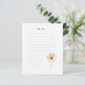 Chic White Pressure Blume I Lined Stationery Paper (Stehend Vorderseite)