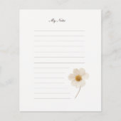 Chic White Pressure Blume I Lined Stationery Paper (Vorderseite)