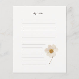 Chic White Pressure Blume I Lined Stationery Paper