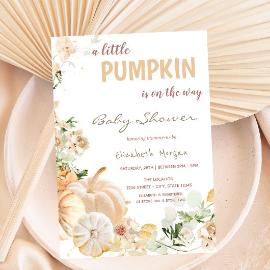 Chic White Pumpkins Blume Einladung