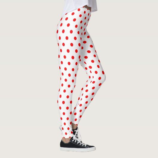 Chic White Red Polka Dot Pattern Leggings (Rechts)