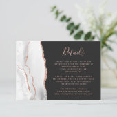 Chic White Rose Gold Agate Dunkle Hochzeit Details Begleitkarte (Stehend Vorderseite)