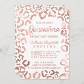 Chic White Rose Gold Cheetah Leopard Quinceañera Einladung (Vorne/Hinten)