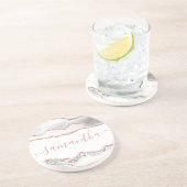 Chic White Rose Gold Glitzer Agate Individuelle Na Getränkeuntersetzer (Seite)