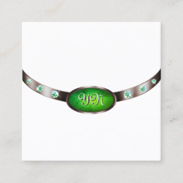 Chic White Rose Gold Green Marble Jewels Monogram Quadratische Visitenkarte
