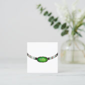 Chic White Rose Gold Green Marble Jewels Monogram Quadratische Visitenkarte (Stehend Vorderseite)