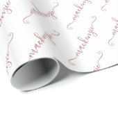 Chic White Rose Gold Handgeschriebener Skriptname Geschenkpapier (Rolleneckpunkt)