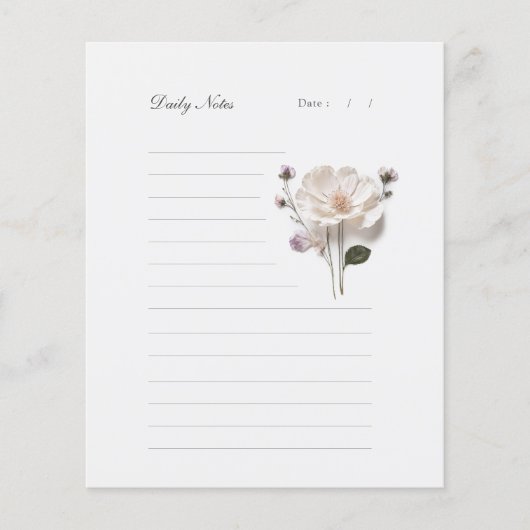 Chic White Rose Lined Stationery Tägliches Whitepa (Vorderseite)
