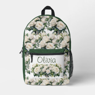 Chic White Roses Bedruckter Rucksack