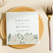 CHIC WHITE ROSES BLUME Botanisches Monogramm Serviette