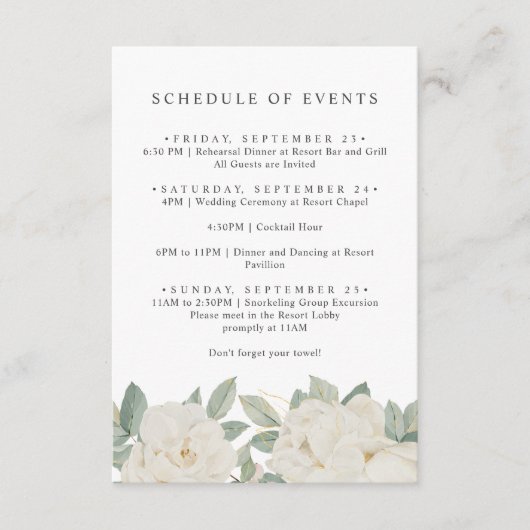 CHIC WHITE ROSES BLUME Frühjahrsplan Begleitkarte (Vorderseite)