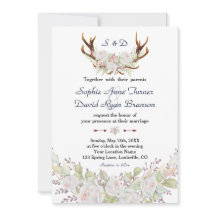 Chic White Roses Burgundy Antlers Navy Hochzeit
