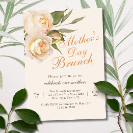 Chic White Roses Cream Day Brunch Einladung