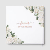 Chic White Roses Memorial Beerdigung Rose Gold Fot Gästebuch (Rückseite)