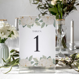 CHIC WHITE ROSES PERSONALISIERTE TISCHNUMMER
