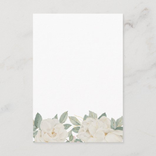 CHIC WHITE ROSES WEDDING- GÄSTEDETAILS BEGLEITKARTE (Rückseite)