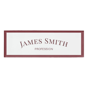 Chic White & Ruby Red Border: Trendy Beruflich Namenschild