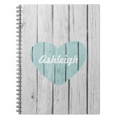 Chic White Rustic Imitats Wood Heart Notizblock (Vorderseite)