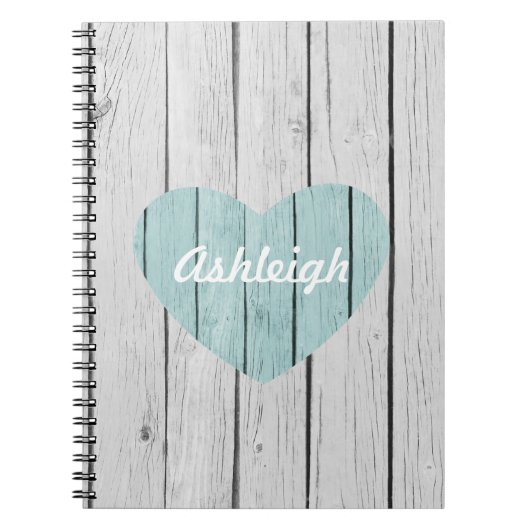 Chic White Rustic Imitats Wood Heart Notizblock (Vorderseite)