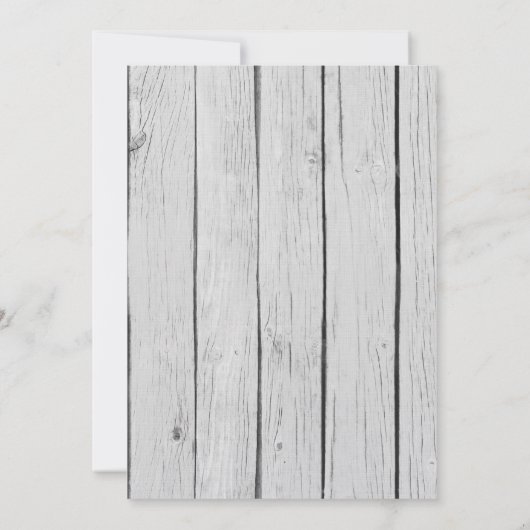 Chic White Rustic Wood Einladung (Rückseite)