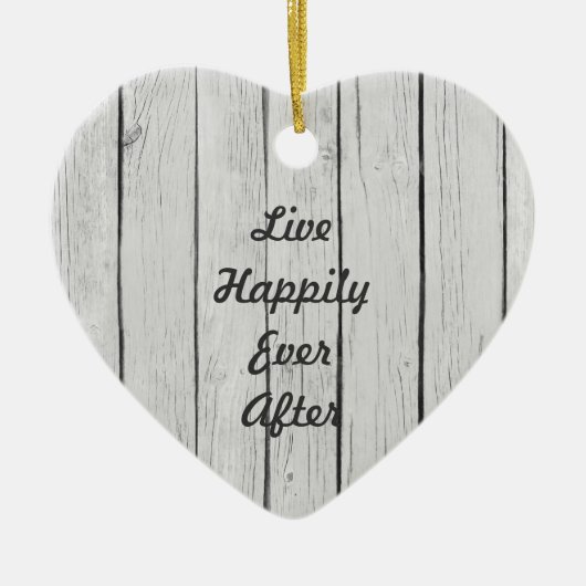 Chic White Rustic Wood Keramik Ornament (Vorne)