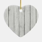 Chic White Rustic Wood Keramik Ornament (Hinten)