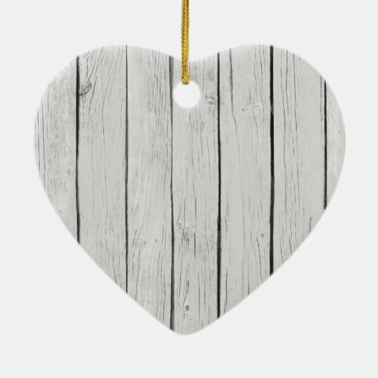 Chic White Rustic Wood Keramik Ornament (Hinten)