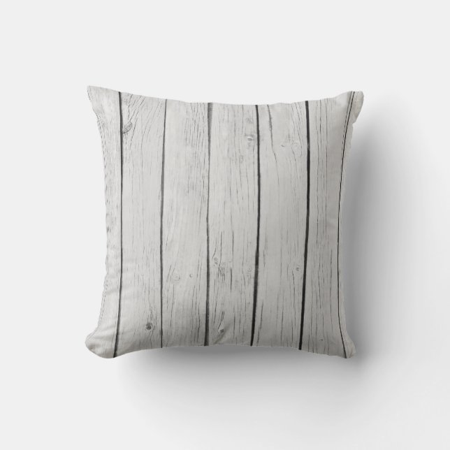 Chic White Rustic Wood Kissen (Vorderseite)