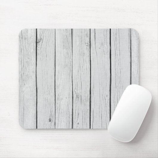 Chic White Rustic Wood Mousepad (Mit Mouse)