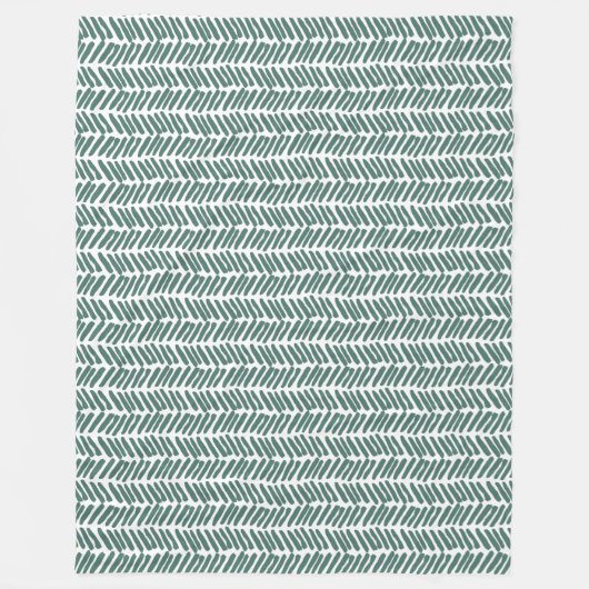 Chic White Sage Green Grau Abstrakt Zickzack Fleecedecke (Vorderseite)