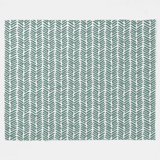 Chic White Sage Green Grau Abstrakt Zickzack Fleecedecke (Vorderseite (Horizontal))