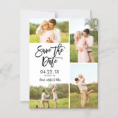 Chic White Save the Date 4-Foto Collage Magnet (Vorderseite)