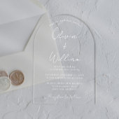 Chic White Script Arch Wedding Acryleinladungen